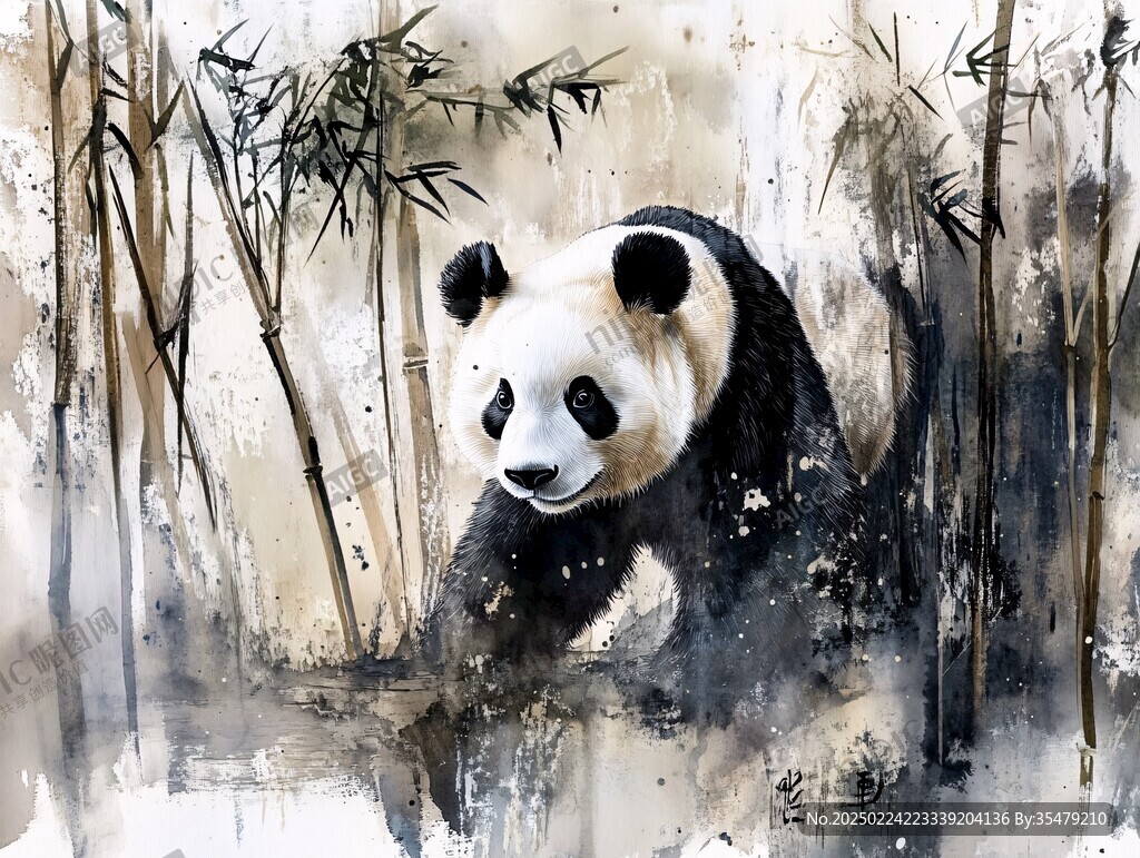 油画熊猫