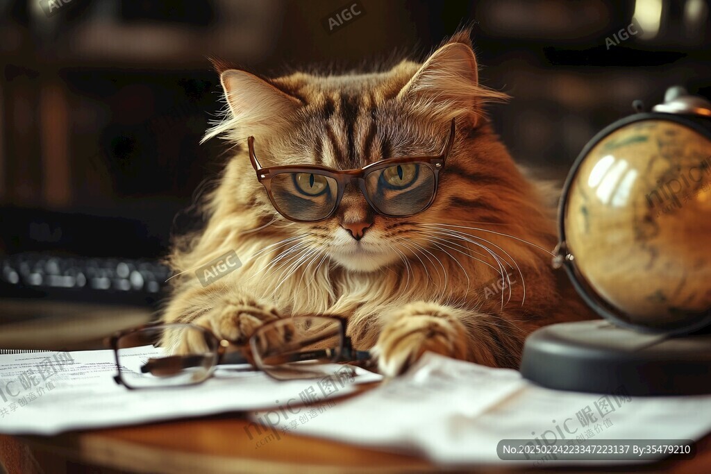 拿放大镜的猫