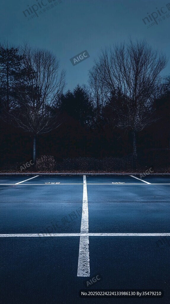 道路蓝色调夜景