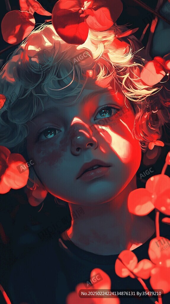 红色男孩插画