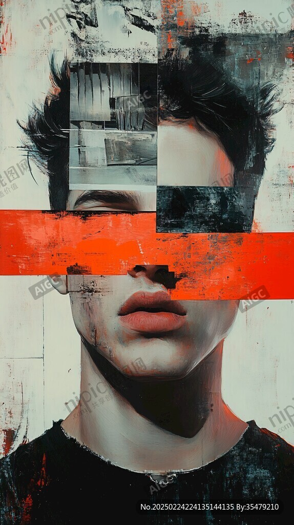 人脸色块拼接装饰画