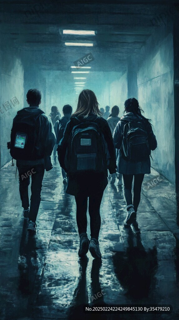 学生跑步背影