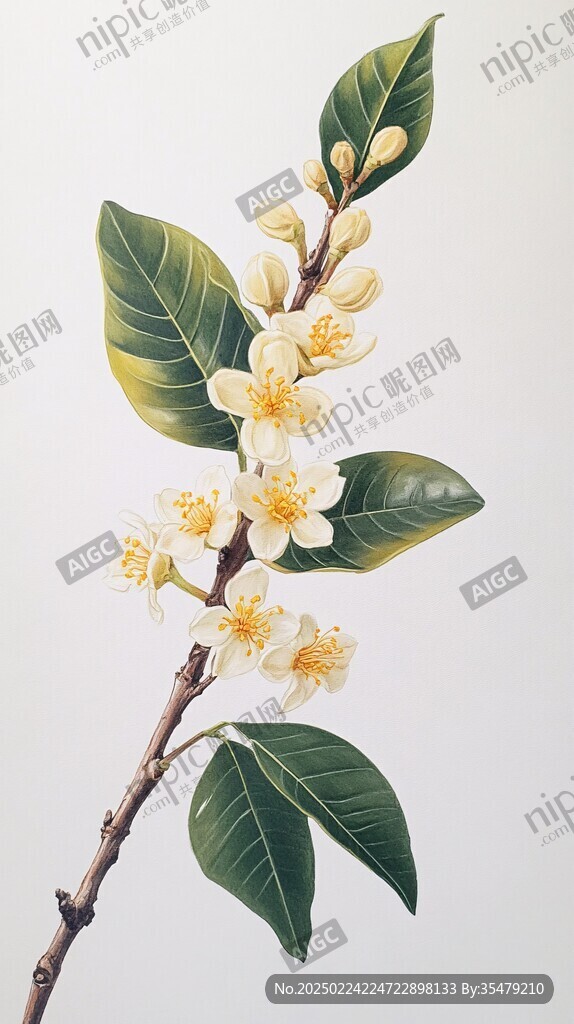 桂花彩铅画