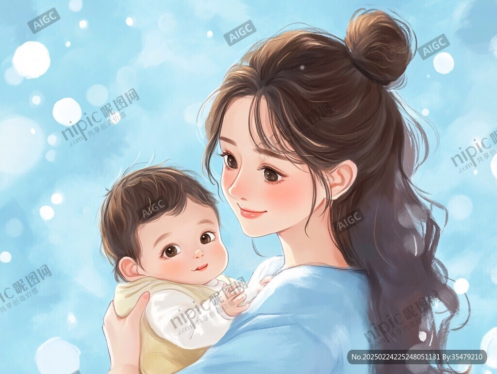 手绘母婴插画