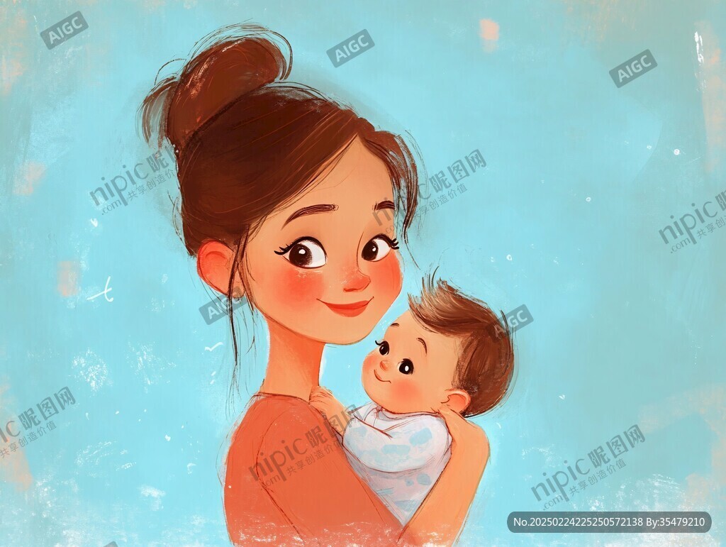 手绘母婴插画