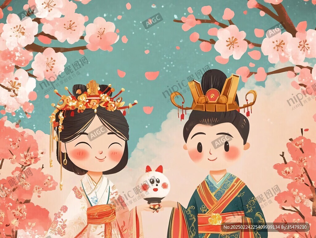 汉服婚礼插画