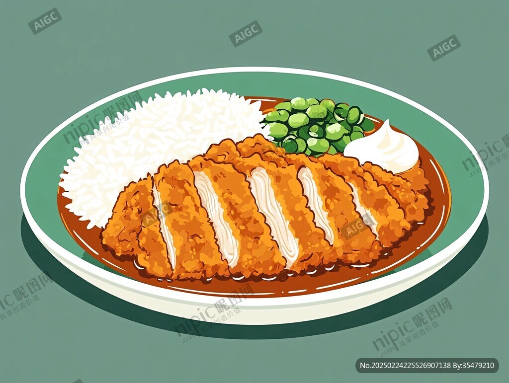 鸡排饭插画