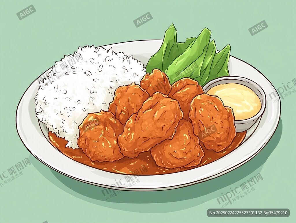 肉粘饭插画
