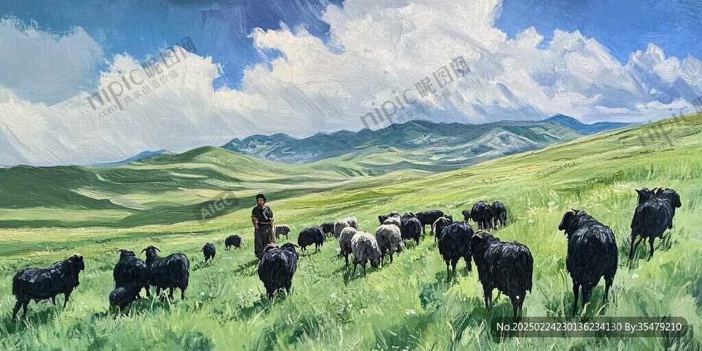 放牧全景画