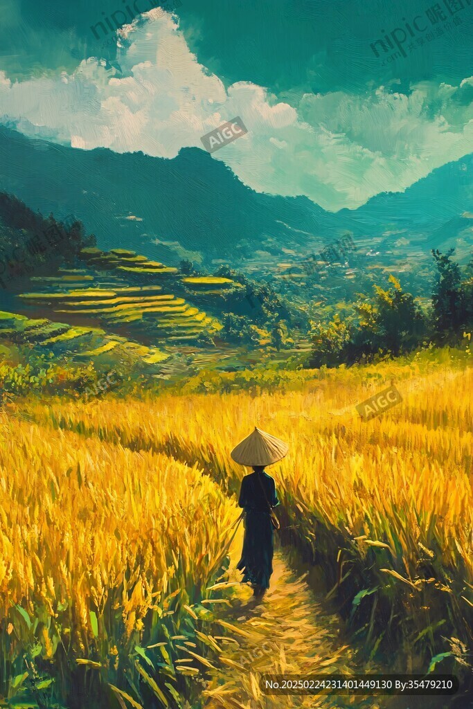 稻田插画瑶族大米