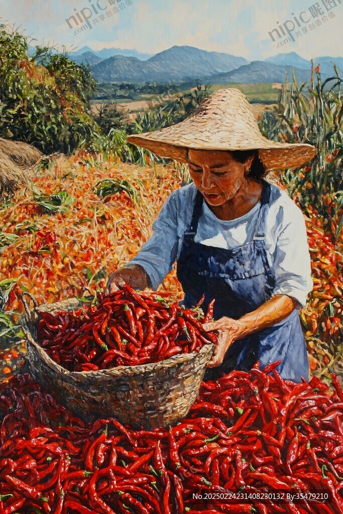 大画幅晒辣椒