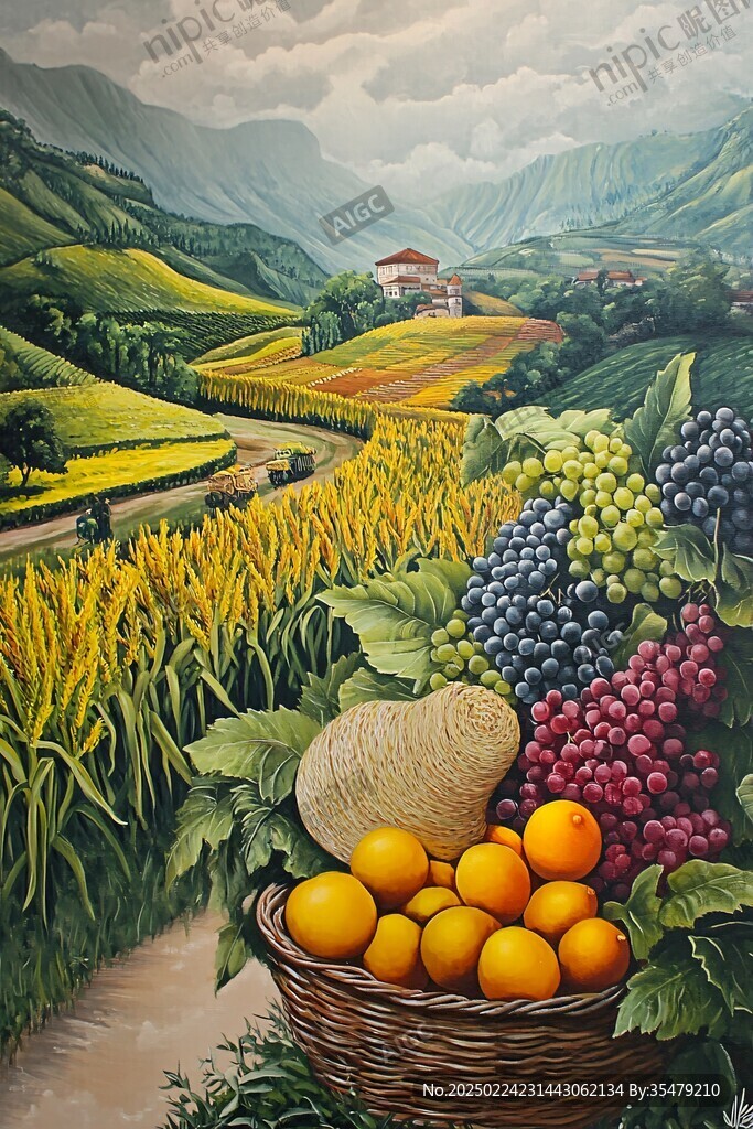 农家丰收油画