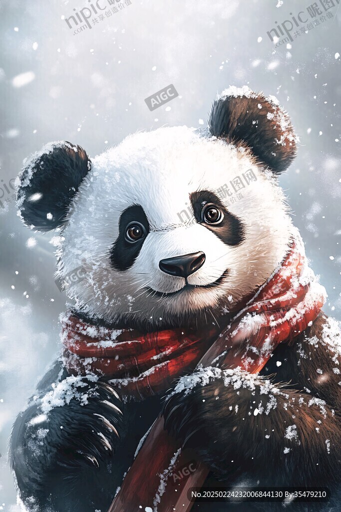 写实熊猫插画