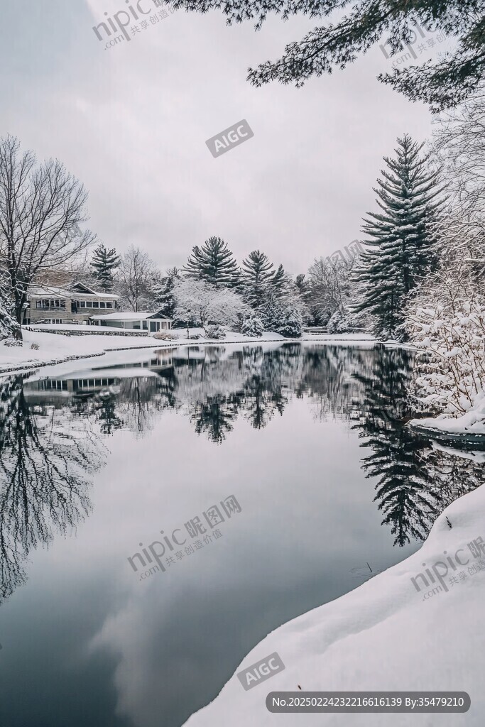 雪后倒影