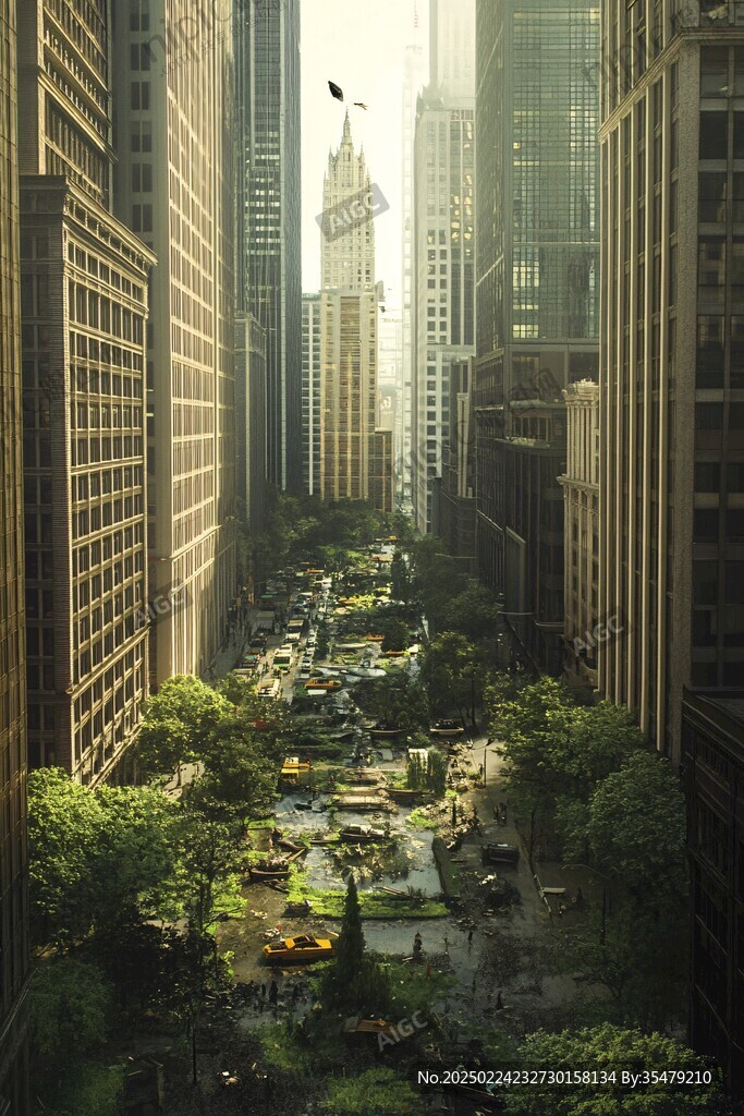 城市街道城市绿化模型