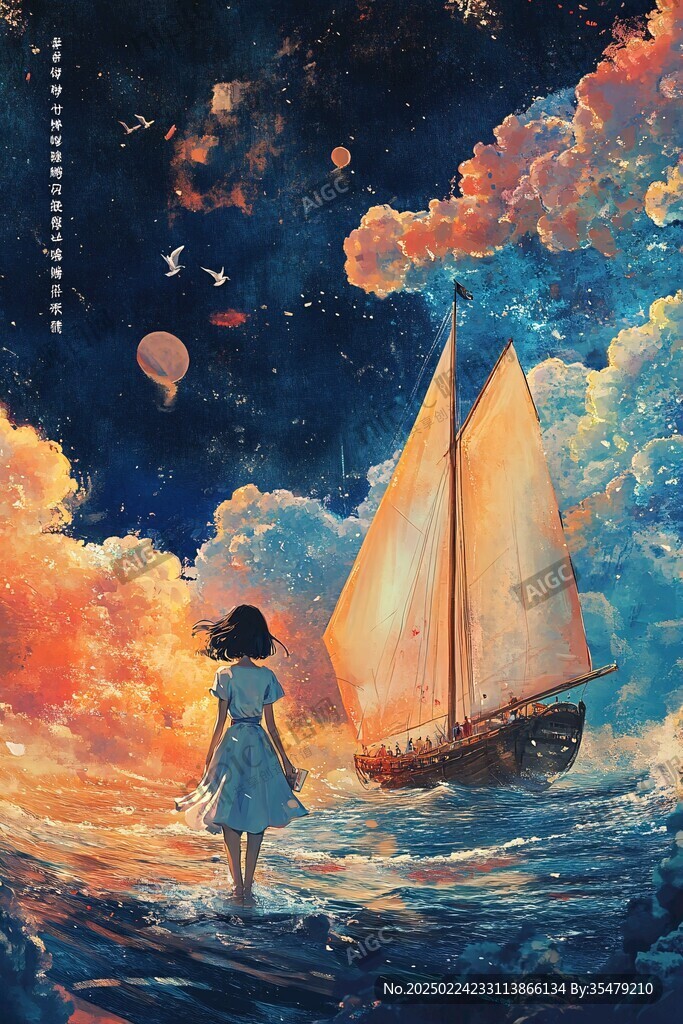 星辰大海女孩背影