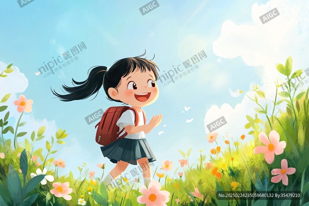 美好童年插画