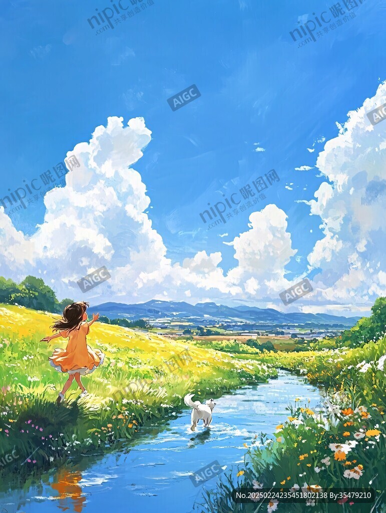 春之风影治愈系小插画