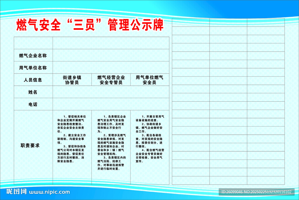 燃气安全公示牌