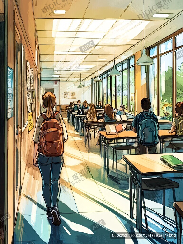 校园场景插画