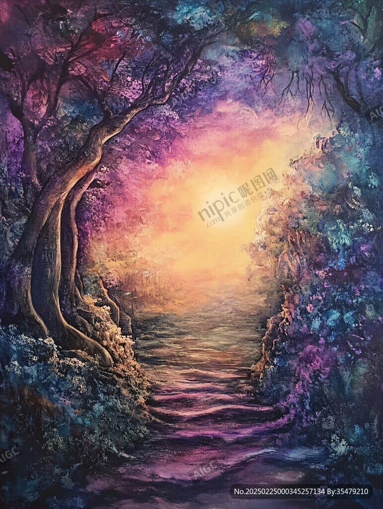 林间小道风景画