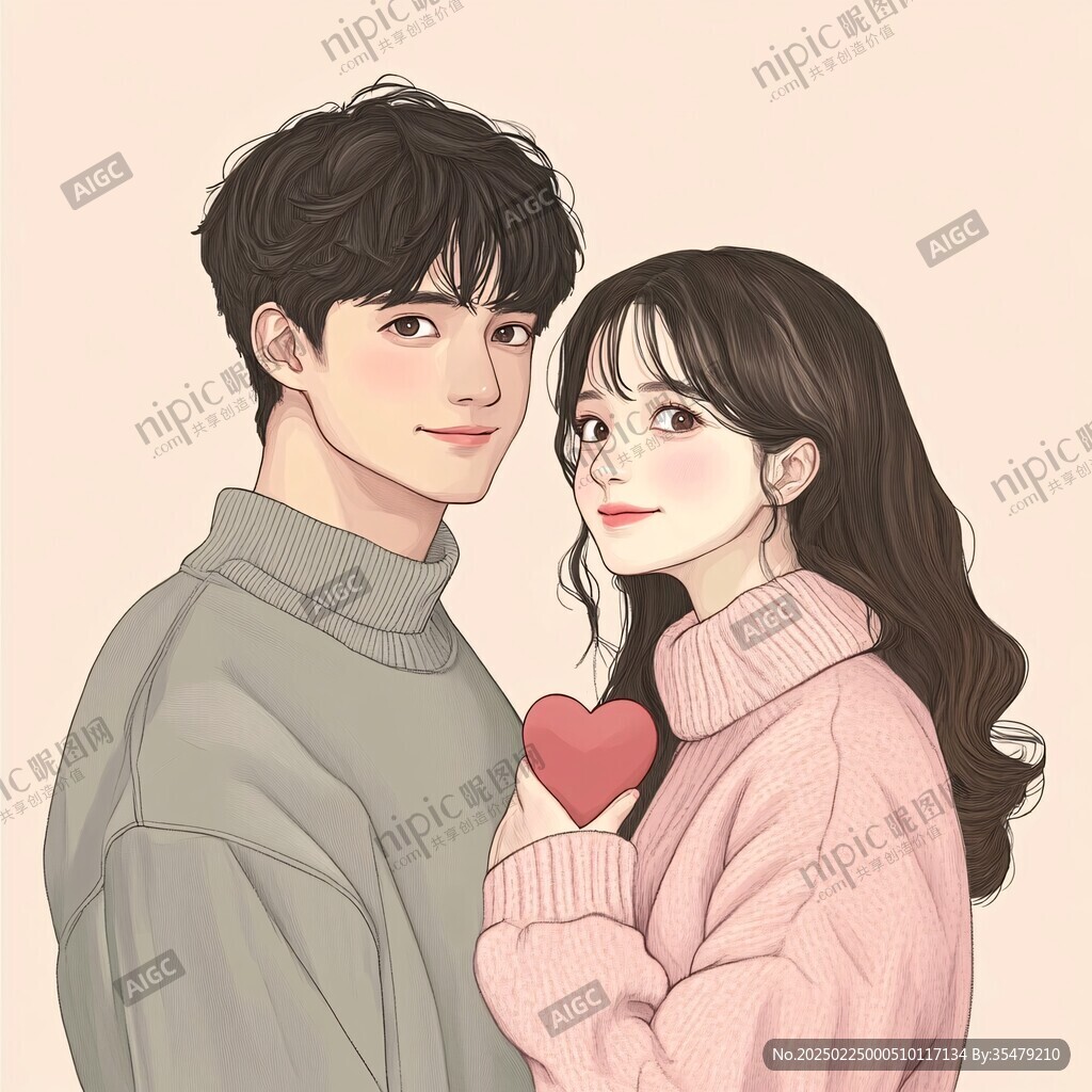 情侣插画女