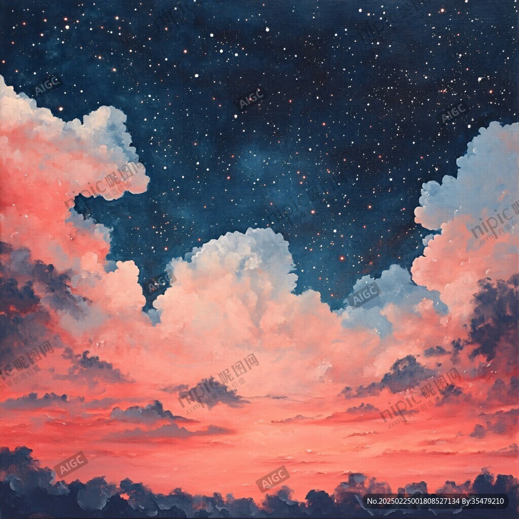 火烧云插画