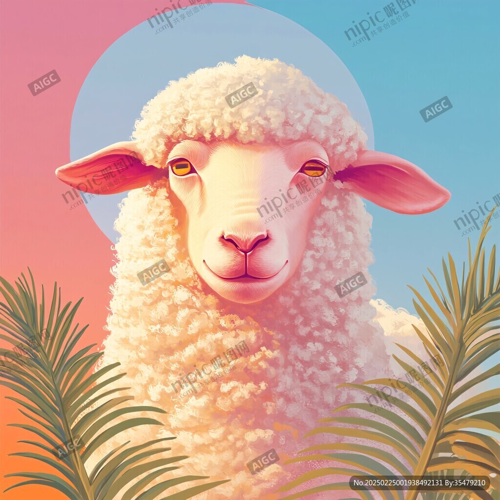 扁平风羊插画
