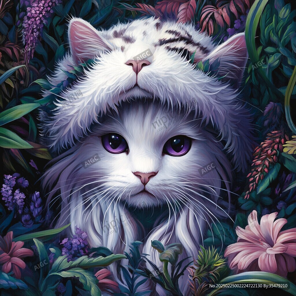 油画大花猫