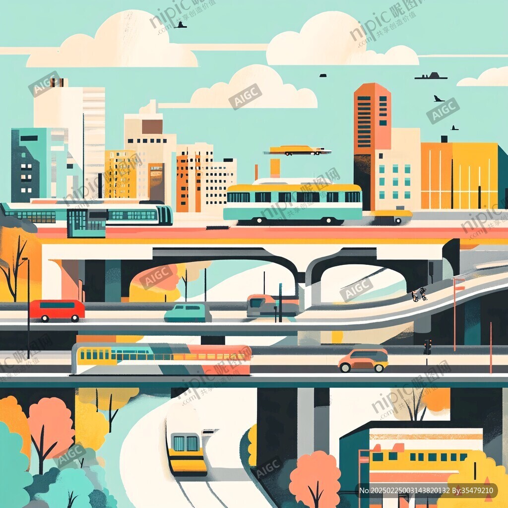 扁平化城市风景