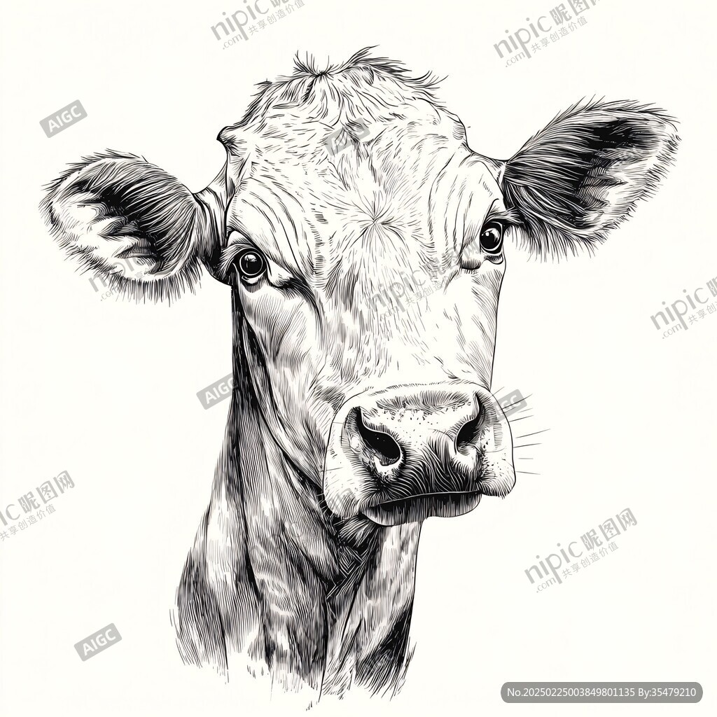 牛素描画