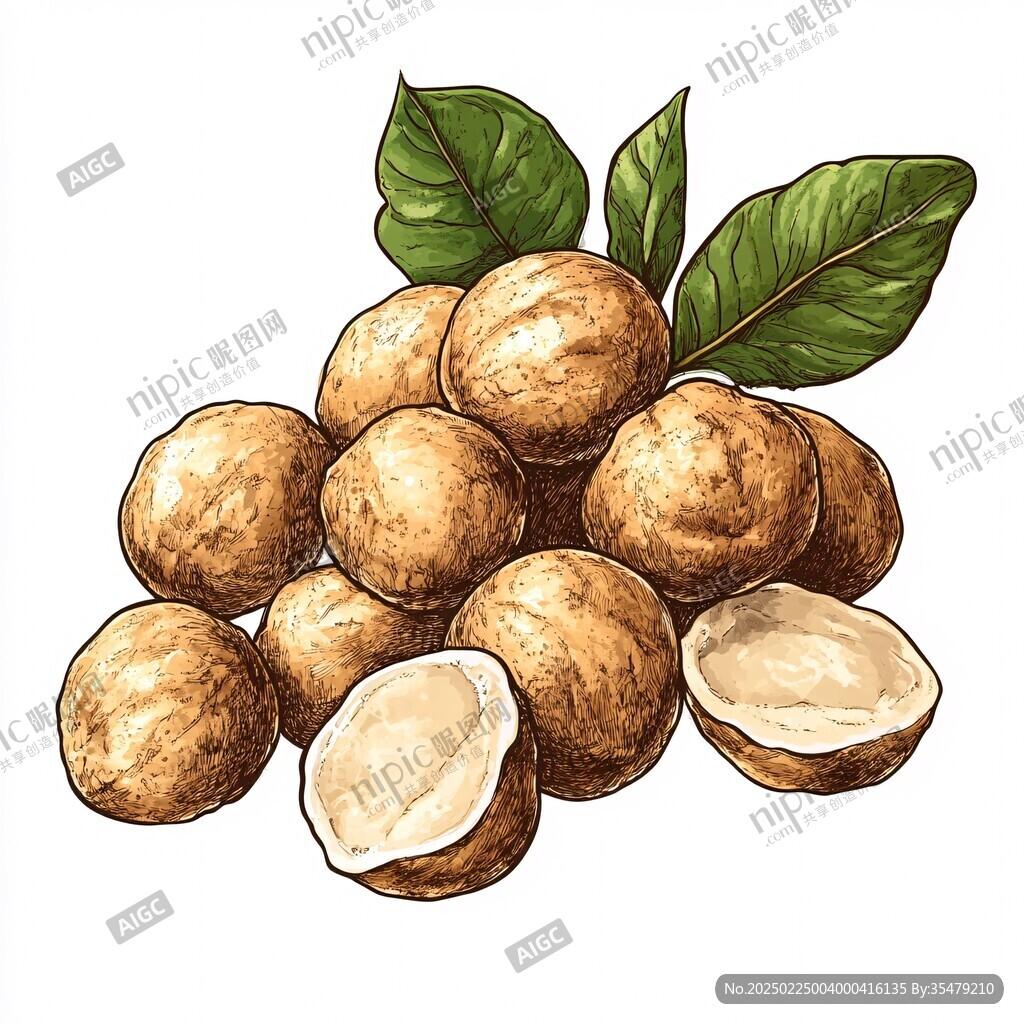 手绘夏威夷果核桃