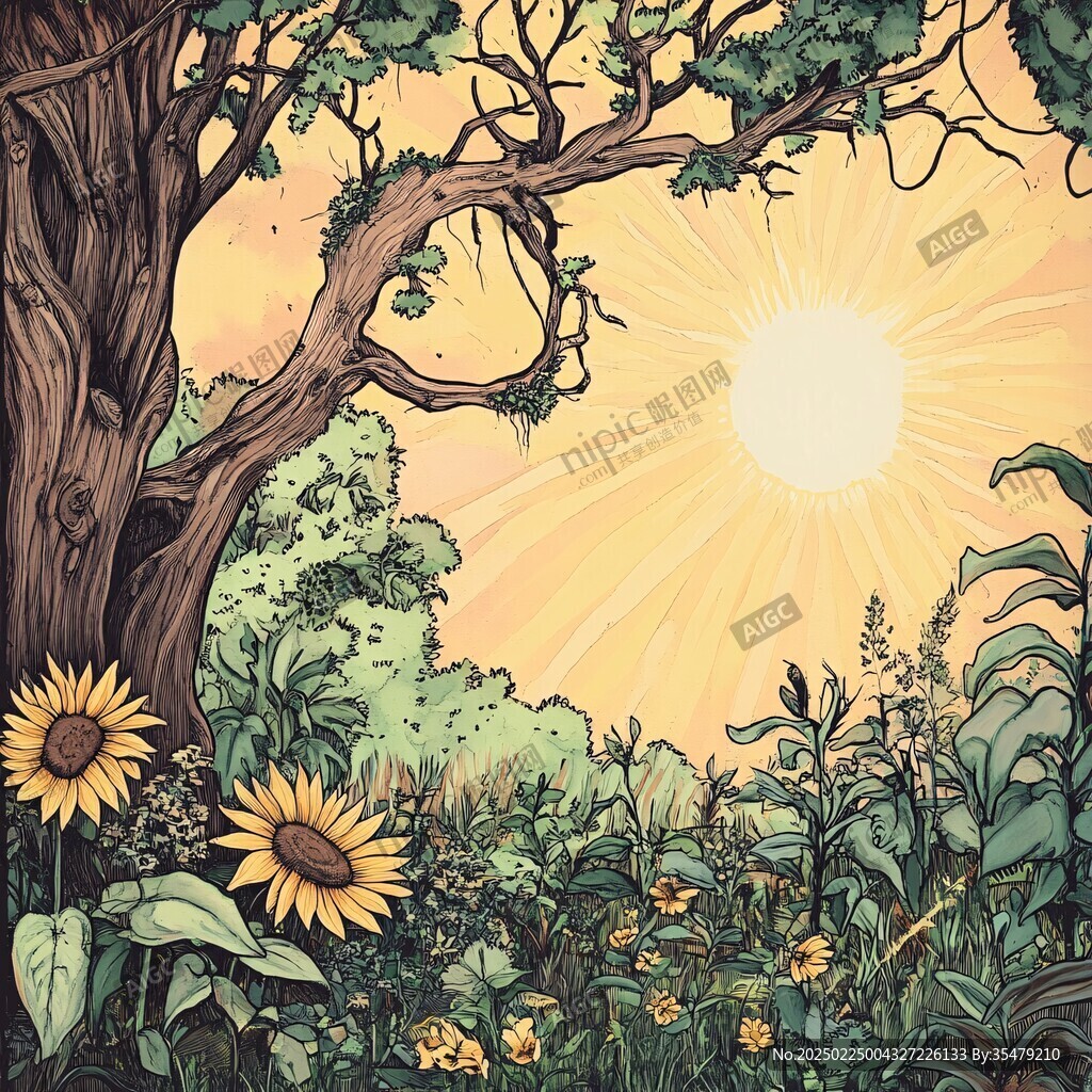 阳光风景插画
