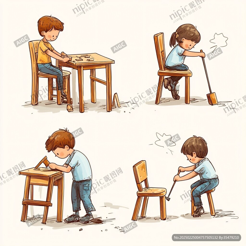 做事情卡通男孩图片