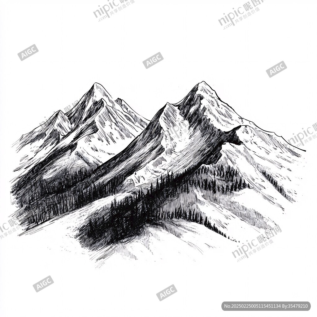 手绘高山