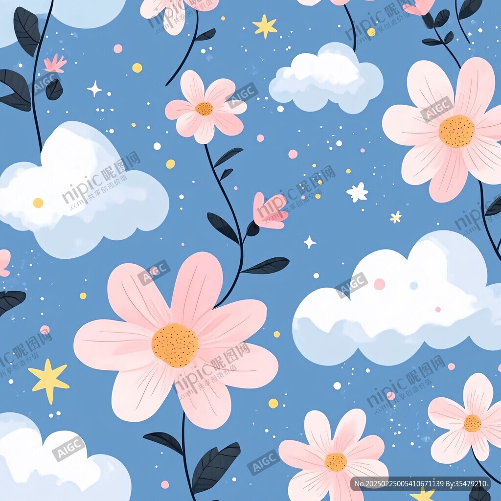 卡通印花花卉壁纸