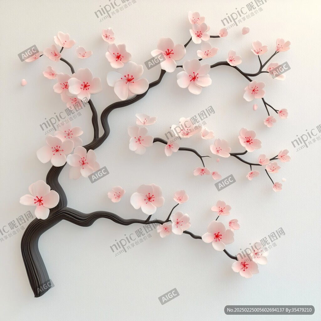 桃花墙贴