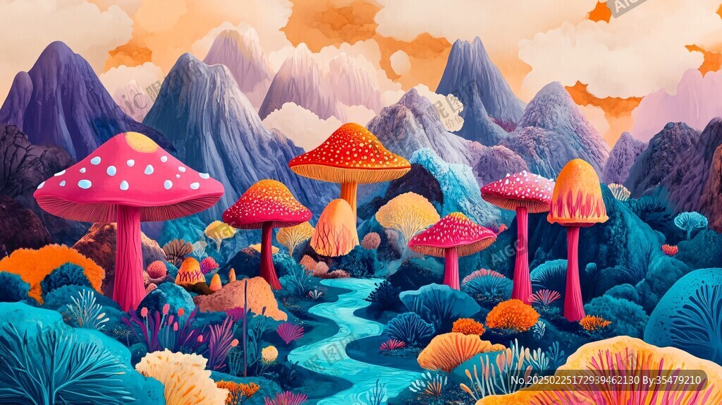 多彩的蘑菇森林