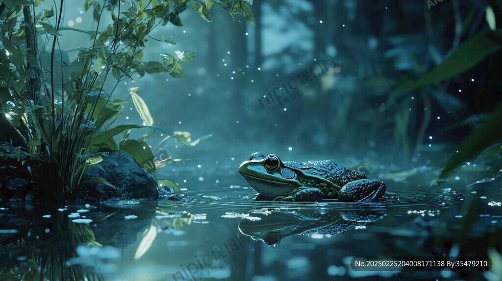 雨中青蛙的静谧时刻