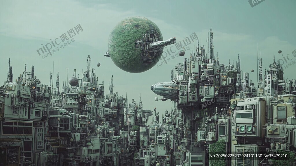 未来城市的空中视角