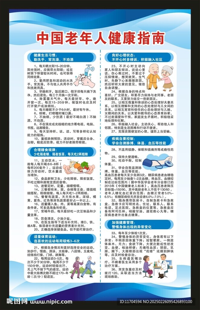 老年人健康指南海报