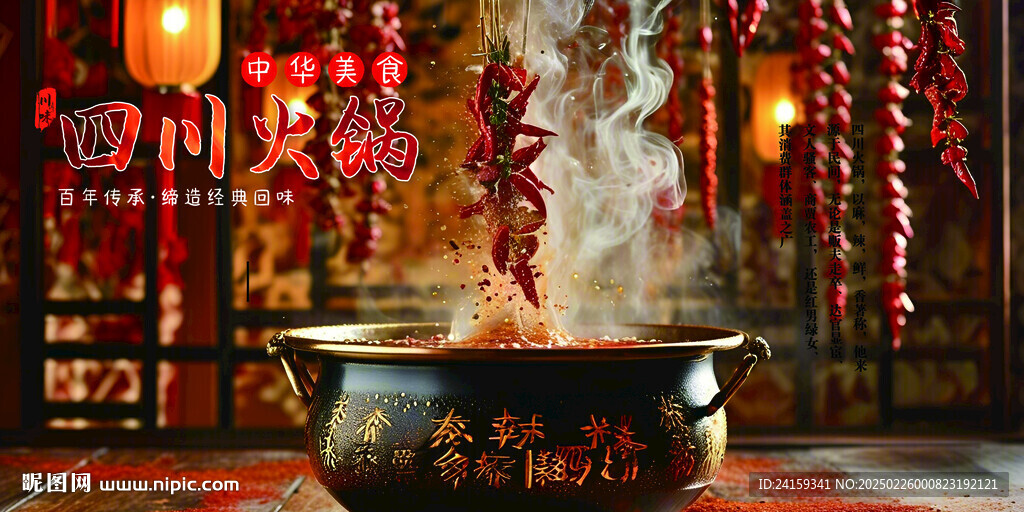 中国风复古四川火锅店背景墙图片