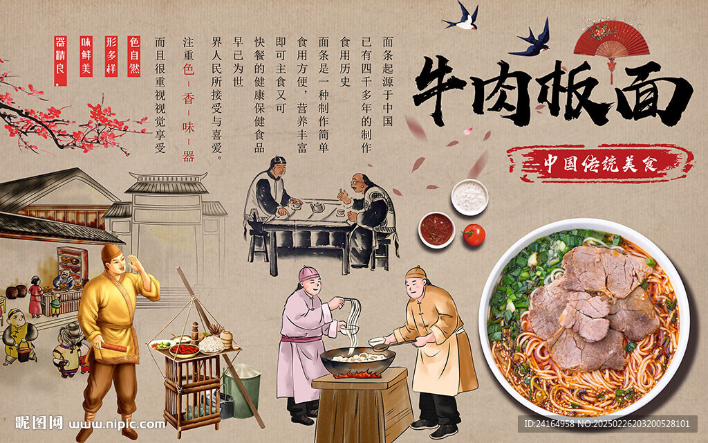 牛肉板面美食面馆背景墙