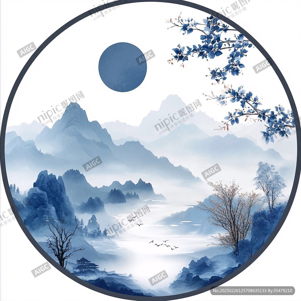 山水圆环画