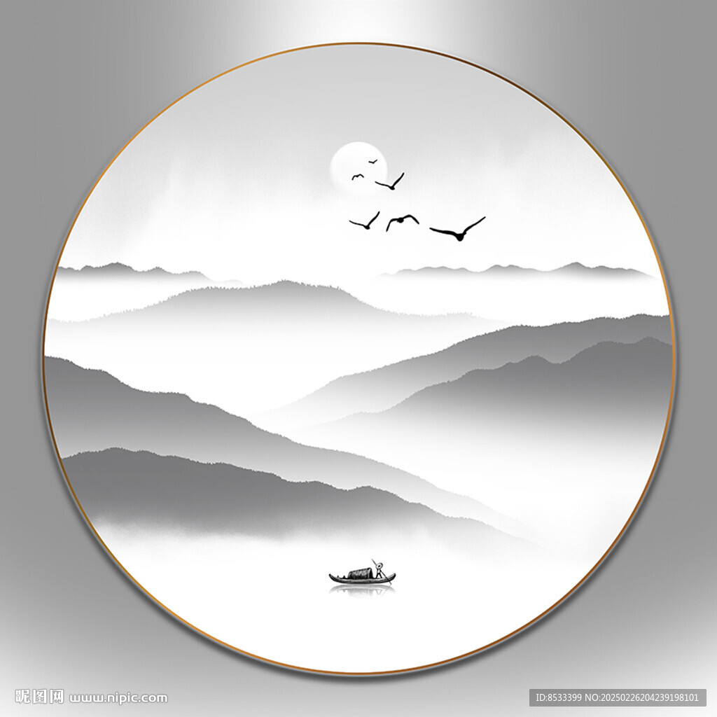 圆形山水画