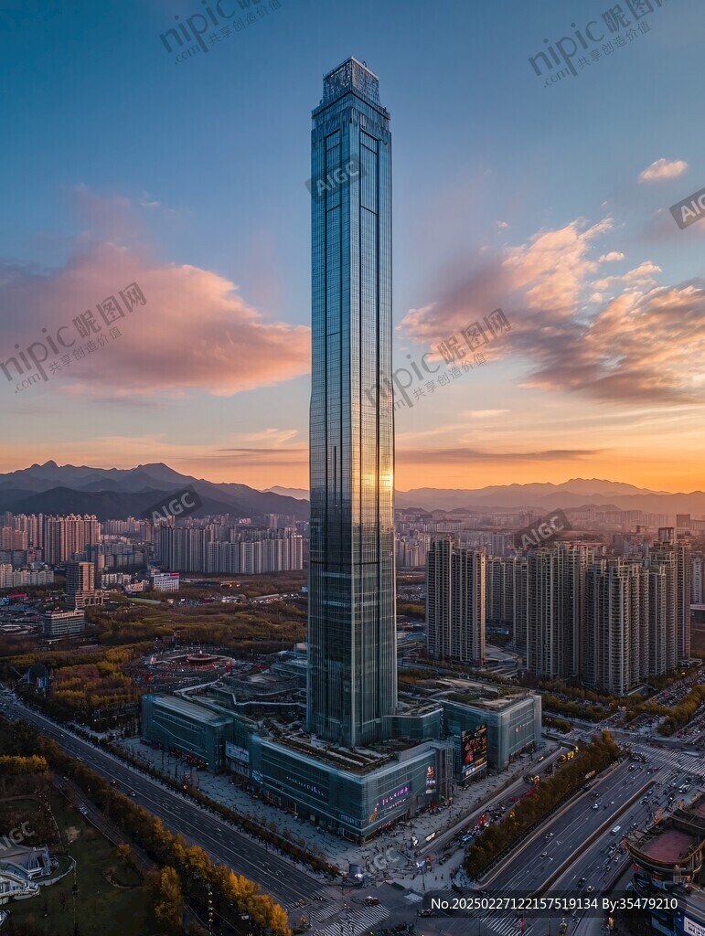 城市天际线日落景象