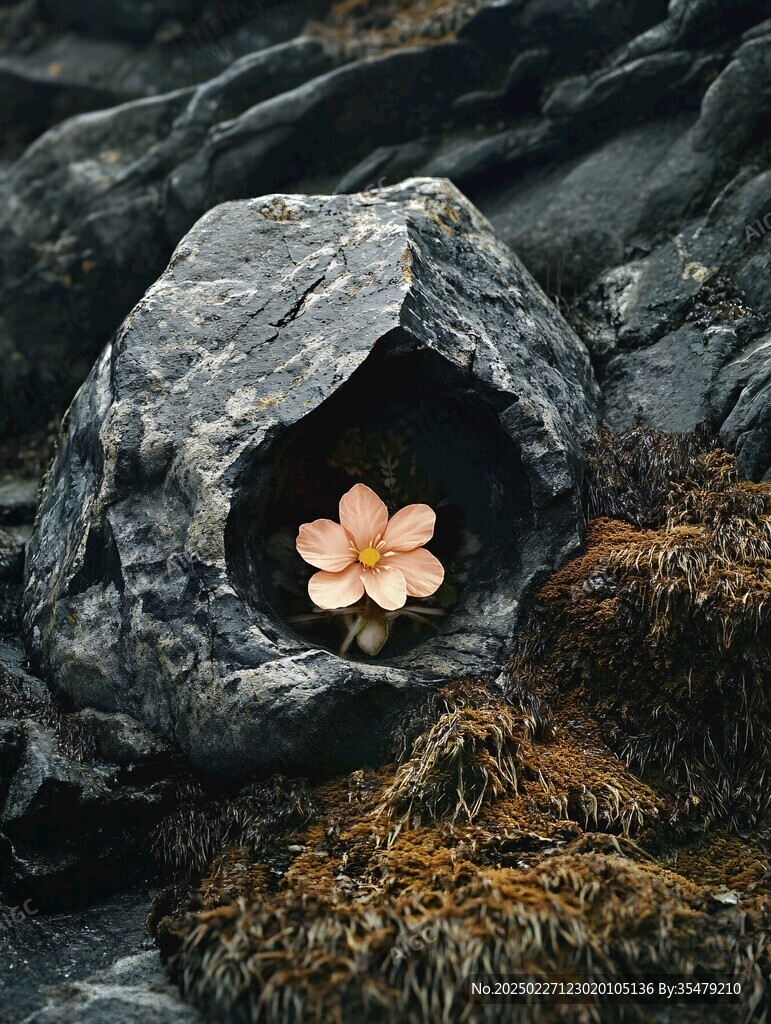 岩石中的花朵