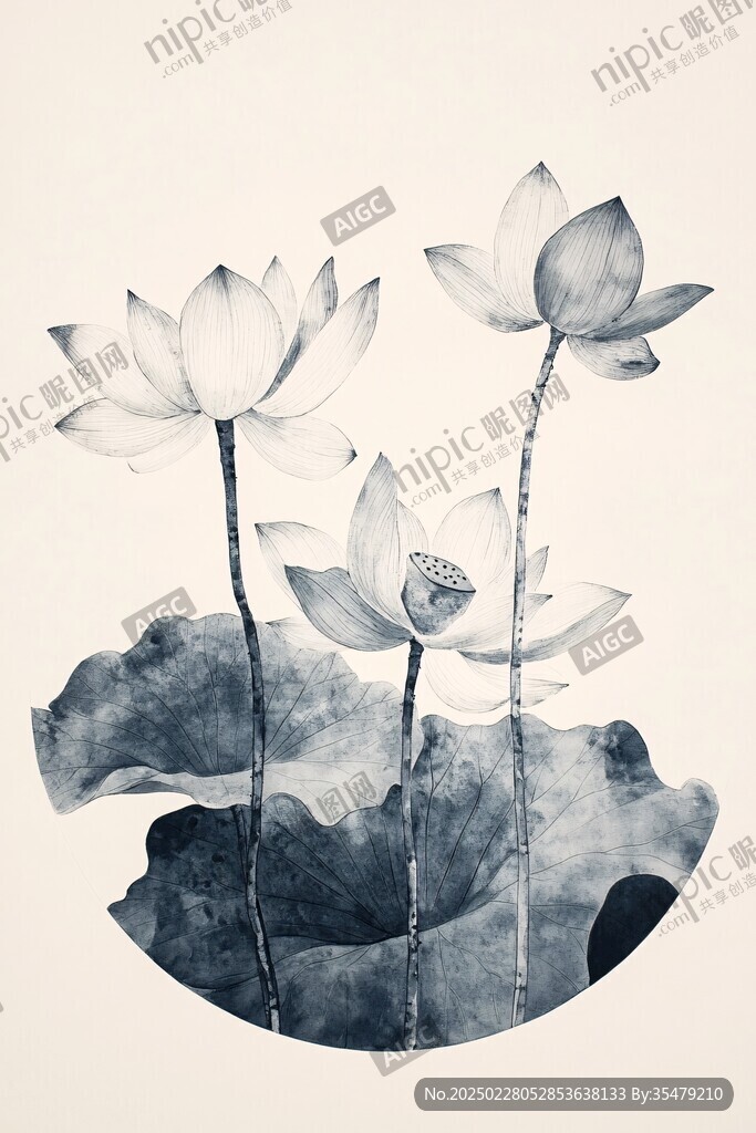 荷花水墨画