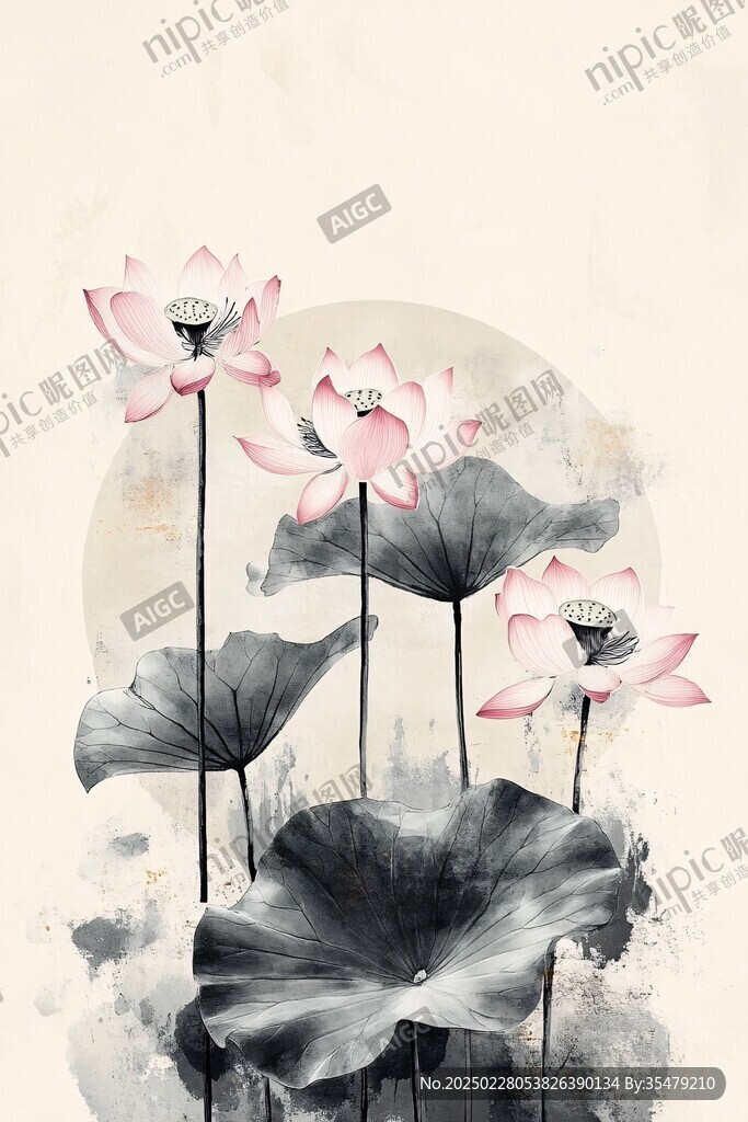 荷花水墨画