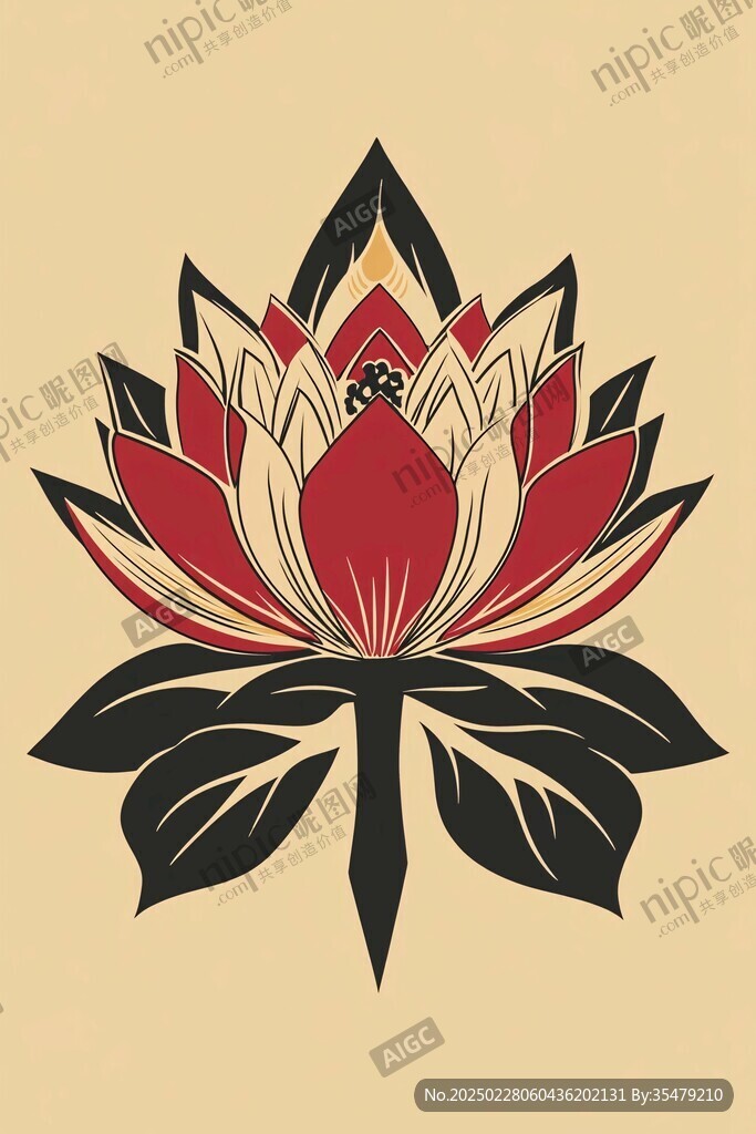 红白相间的莲花图案